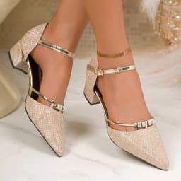 Women High Heel Sandals Leather Buckle Strap Square Heel Shoes Women Fashion Pointed Toe High Quality Sandals Party Pumps