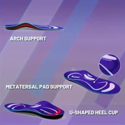 RooRuns Orthotic Insoles, Plantar Fasciitis Relief, Arch Support Insoles for Women & Men, Flat Feet Shoe Inserts for Sports