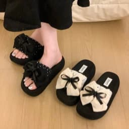 2026 Women Bow Summer Sandals Slipper Indoor Outdoor Beach Shoes Summer Women's Shoes Flip Flops on The Platform Shoes for Women