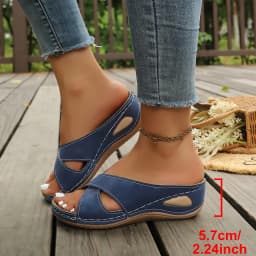 Women Wedge Slippers Vintage Anti-Slip Leather Slippers Premium Orthopedic Sandals Casual Platform Retro Shoes Flat Slides Women