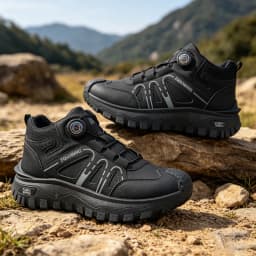 35-48 Large Size Fashionable Rotary Buckle High-Top Work Shoes for Men, Color-Blocking Retro Thick-Soled Non-Slip Outdoor Hiking Versatile Casual Sports Trekking Men's Boots