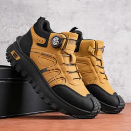 35-48 Large Size Fashionable Rotary Buckle High-Top Work Shoes for Men, Color-Blocking Retro Thick-Soled Non-Slip Outdoor Hiking Versatile Casual Sports Trekking Men's Boots