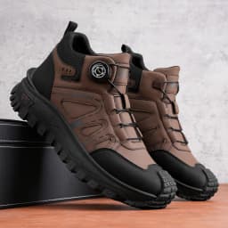 35-48 Large Size Fashionable Rotary Buckle High-Top Work Shoes for Men, Color-Blocking Retro Thick-Soled Non-Slip Outdoor Hiking Versatile Casual Sports Trekking Men's Boots
