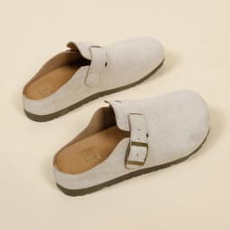 Women's Buckle Mule Slippers Faux Suede Closed Toe Clogs Korean Style Slip‑on Backless Loafers Retro Casual Outdoor Shoes