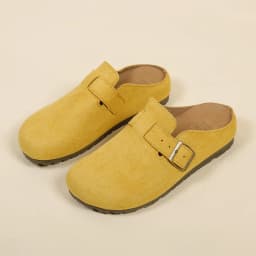 Women's Buckle Mule Slippers Faux Suede Closed Toe Clogs Korean Style Slip‑on Backless Loafers Retro Casual Outdoor Shoes