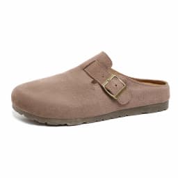 Women's Buckle Mule Slippers Faux Suede Closed Toe Clogs Korean Style Slip‑on Backless Loafers Retro Casual Outdoor Shoes