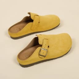Women's Buckle Mule Slippers Faux Suede Closed Toe Clogs Korean Style Slip‑on Backless Loafers Retro Casual Outdoor Shoes
