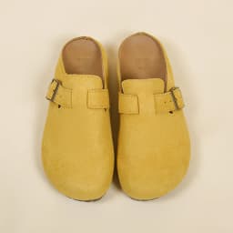 Women's Buckle Mule Slippers Faux Suede Closed Toe Clogs Korean Style Slip‑on Backless Loafers Retro Casual Outdoor Shoes