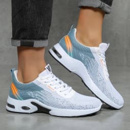 Men's Breathable Lace-Up Running Shoes, Knitted Mesh Casual Shoes, Comfortable Cushioned Sole Footwear for Daily Wear