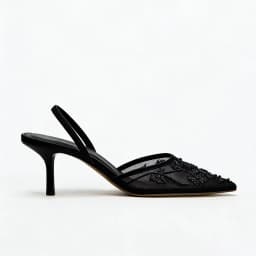 2026 Spring/Summer New Women's Shoes Champagne Chinese Embroidery Mesh Pearl Pointed High Heels Thin Heels Baotou