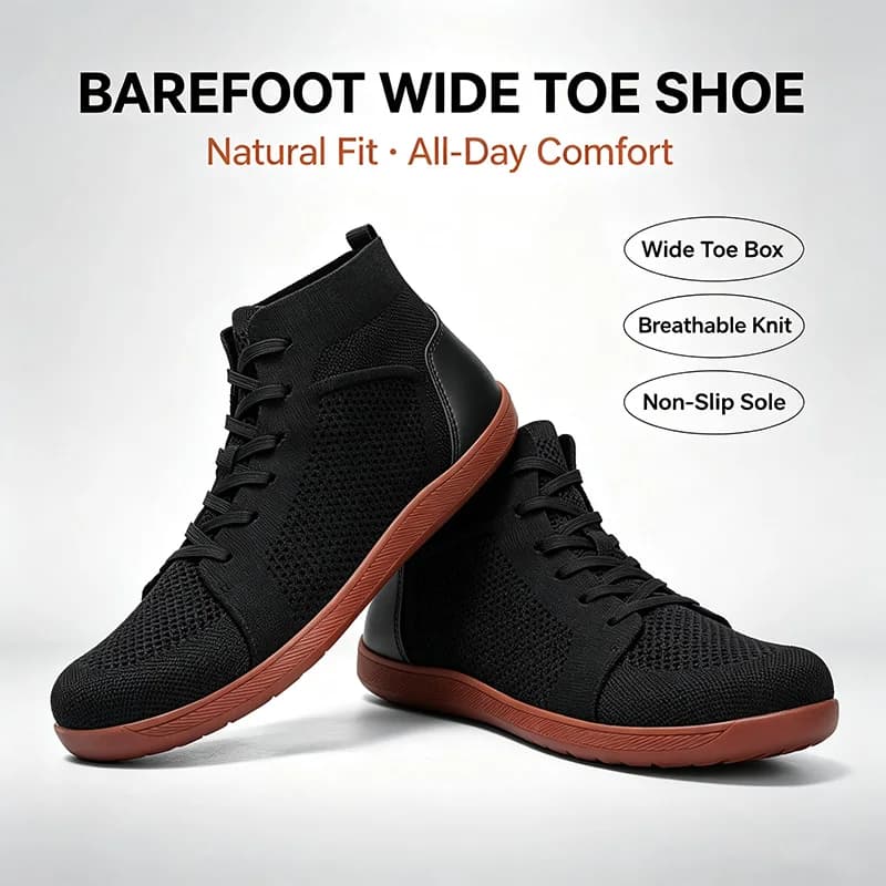 Mid-Top Barefoot Shoes Unisex Wide Toe Box Trail Running Sneakes Mens Womens Zero Drop Lace Up Outdoor Walking Non-Slip Boots