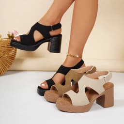High Heeled Sandals Women's 2025 Summer Thick Heeled Platform Sandals Women's Fishmouth One-Word Buckle One-Word Gladiator Shoes