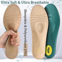 1pair Sheepskin Insoles Genuine Leather Odor-Free Sweat Absorption, High Rebound Cushion Inserts for Men Women Shock Absorption