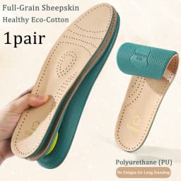 1pair Sheepskin Insoles Genuine Leather Odor-Free Sweat Absorption, High Rebound Cushion Inserts for Men Women Shock Absorption