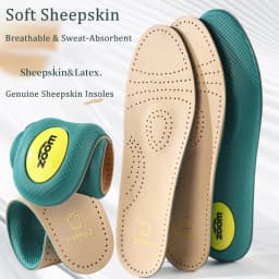 1pair Sheepskin Insoles Genuine Leather Odor-Free Sweat Absorption, High Rebound Cushion Inserts for Men Women Shock Absorption