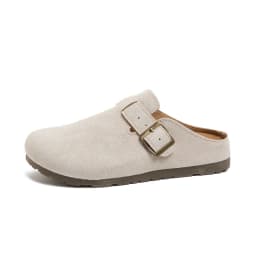Women Retro Faux Suede Slip On Clogs Buckle Closed Toe Mules Korean Style Fashion Outdoor Flat Slippers Free Shipping Shoes