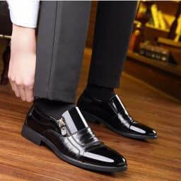 New autumn men's leather shoes Sharp pointed outdoor anti slip flat Fashion Business Zipper Footwear Casual comfort male shoes