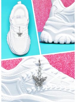 Women's Lightweight 7cm Height-Increasing White Platform Trendy Versatile Fashion Casual Vulcanized Shoes with Silver Butterfly Decoration and Chain Accessory, High Platform Trendy Versatile White Women's Comfortable Soft-Soled Shock-Absorbing Non-Slip Vulcanized Shoes, Summer Breathable Quick-Dry Mesh Sandals for Daily Walking, Fitness, and Work, White Shoes
