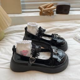 2025 New Fashion Buckle Women's Pumps Spring Autumn Mary Jane Solid Butterfly Knot Platform Casual Round Toe Ladies Shoes