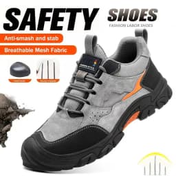 Anti-smash Puncture Proof Functional Shoes Safety Shoes Men Steel Toe Safety Mining Boots Wear-Resistant Construction Work Shoes