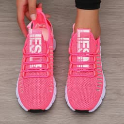 Women's Sneakers Knitted Mesh Breathable Fashionable Lightweight Soft Lace Up Shoes Flexible Trendy Exercise Walking Flat Shoes