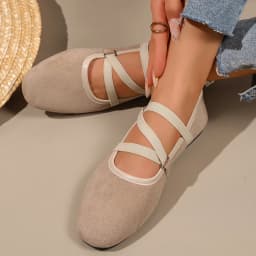 Women Crisscross Strap Ballet Flats Round Toe Mary Jane Shoes Soft Sole Walking Casual Daily Flat Shoes