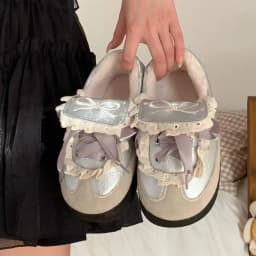 Women Winter Fleece Lined Casual Sneakers Sweet Bow Design Warm Anti Slip Shoes