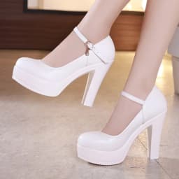 8 10 12cm Small Size 32-43 Shallow Thick Bottom Platform Pumps Women 2026 Block High Heels Shoes for Office Model Wedding Dress