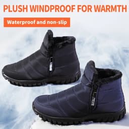 Men's Autumn Winter Side Zipper Snow Ankle Boots Waterproof Plush Lined Warm Casual Cotton Shoes, Free Shipping