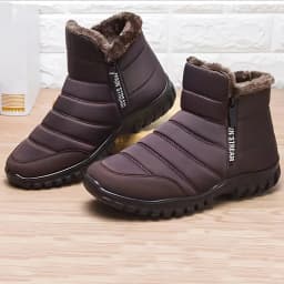 Men's Autumn Winter Side Zipper Snow Ankle Boots Waterproof Plush Lined Warm Casual Cotton Shoes, Free Shipping