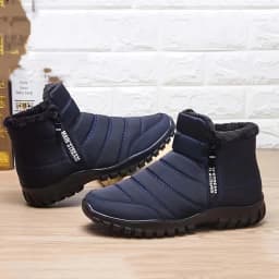 Men's Autumn Winter Side Zipper Snow Ankle Boots Waterproof Plush Lined Warm Casual Cotton Shoes, Free Shipping