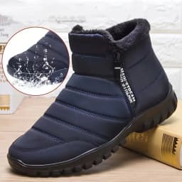 Men's Autumn Winter Side Zipper Snow Ankle Boots Waterproof Plush Lined Warm Casual Cotton Shoes, Free Shipping