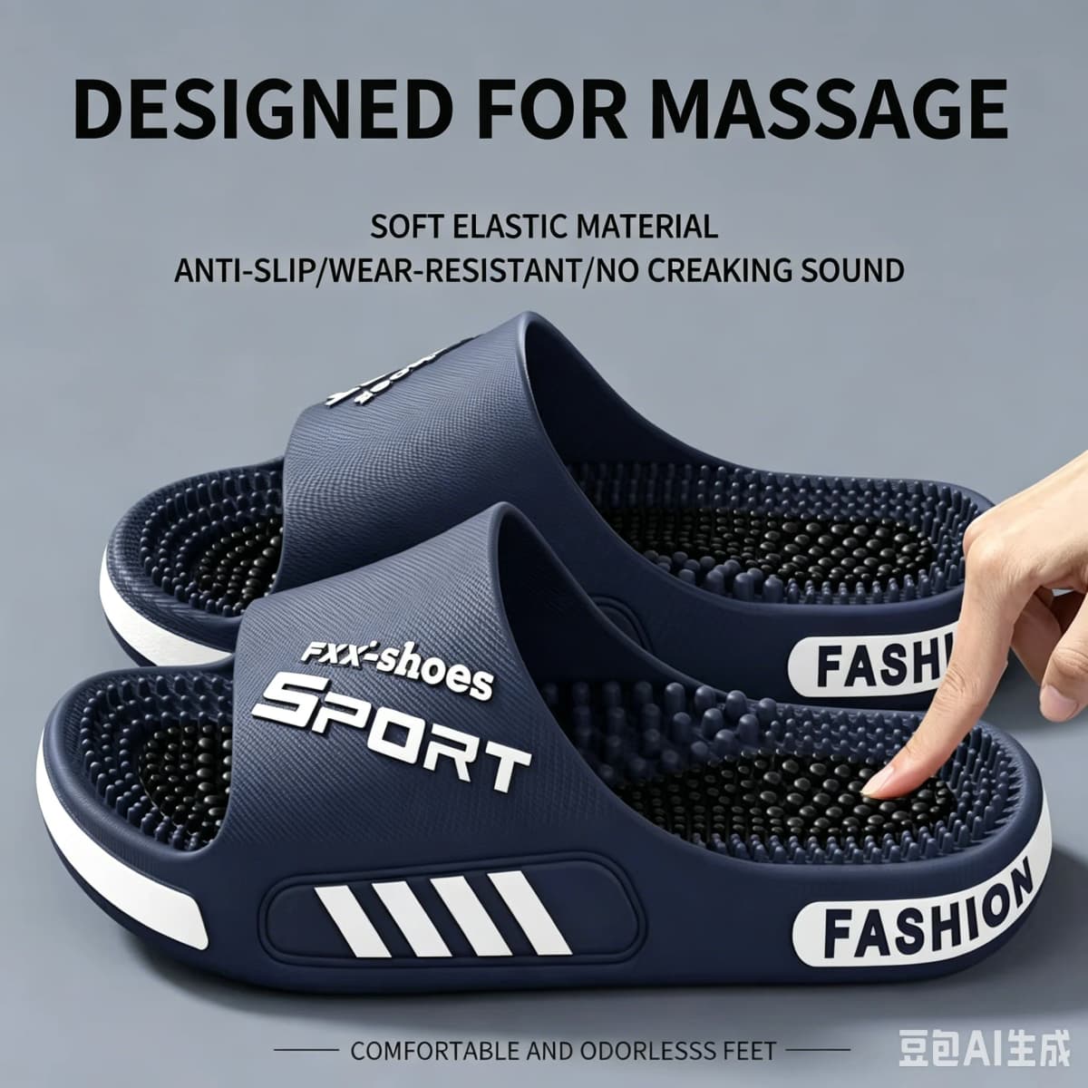 Massage Slippers Men's Summer Indoor Home Bathroom Bath Sole Acupoints Foot Therapy Non-slip Sandals Men's Men Slippers  Shoes