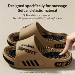 Massage Slippers Men's Summer Indoor Home Bathroom Bath Sole Acupoints Foot Therapy Non-slip Sandals Men's Men Slippers  Shoes