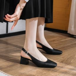 New Mid Thick Heel High Heels Women's Shoes French Baotou Shallow Mouth Sandals Women's Summer Large Coarse Heeled Sandals