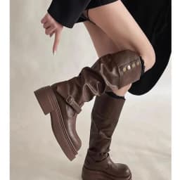 Women's New Foldable Two-Way Mid-Calf Boots - Belt Buckle Platform Fashion Boots, Minimalist Sweet-Cool Trendy Outfits
