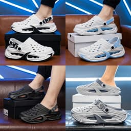 New hole shoes for men in summer, thick soled, non slip, breathable driving sandals, durable and fashionable beach shoes