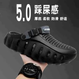 New hole shoes for men in summer, thick soled, non slip, breathable driving sandals, durable and fashionable beach shoes