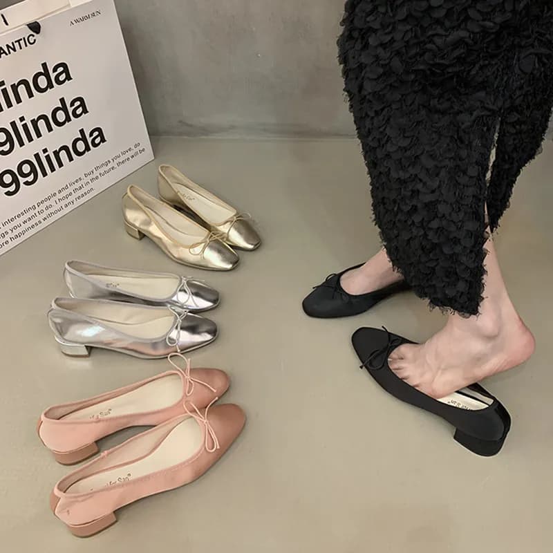 Bailamos Women Flat Shoes Fashion Round Toe Shallow Slip On Ladies Soft Ladies Mary Jane Ballerinas Flat Heel Casual Ballet Shoe