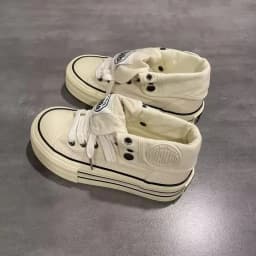 New Women High Top Canvas Board Shoes Outer Flanged Sneakers Dual Purpose Short Boots Thick Outsole Height Increased Lace Up