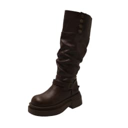 Vintage Women Knee High Boots Autumn Winter Ladies Causal Thick Heel Knight Long Botas Zapatos De Mujer