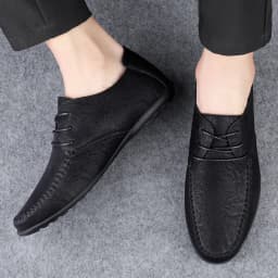 Men's leather shoes soft soles four seasons plus size casual leather shoes fashion trendy youth party Versatile driving shoes