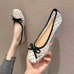 Flat Shoes for Women 2026 Spring/Summer New Women's Shoes Large Bow Mesh Square Head Flat Heel Sandals Ladies