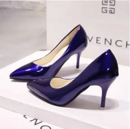 New Solid Color Pumps Women High Heel Shoes Female Fashion Patent Leather Sexy Pointed Toe Thin Heel Wedding Shoes Size 44