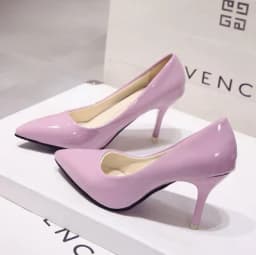 New Solid Color Pumps Women High Heel Shoes Female Fashion Patent Leather Sexy Pointed Toe Thin Heel Wedding Shoes Size 44