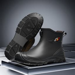 Men's Simple Style Non-Slip Waterproof Flat-Soled Rubber Boots for Outdoor Work Commute Fishing Kitchen High-Quality Rain Boots
