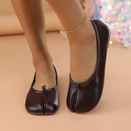 Spring Women's Split Toe Ballet Flats Soft PU Slip On Loafers Comfortable Casual Walking Shallow Mouth Daily Shoes for Ladies