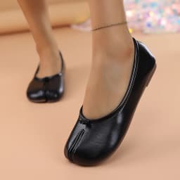 Spring Women's Split Toe Ballet Flats Soft PU Slip On Loafers Comfortable Casual Walking Shallow Mouth Daily Shoes for Ladies