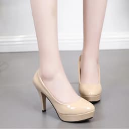 Sexy High Heels Large Size Women's Spring and Summer Patent Leather Fashion Round Toe Stiletto Wedding Shoes