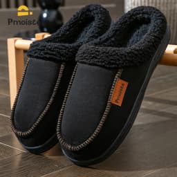 Winter Warm Men's Slippers TPR Sole Memory Foam Pad Antiskid Soft Comfortable Flat Bottom Men's Indoor Shoes